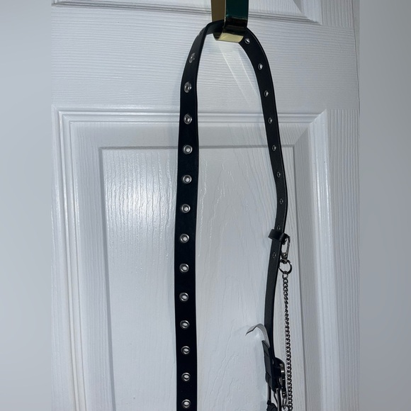 Hot Topic Belt with Chain Black and Silver Edgy - Picture 1 of 2